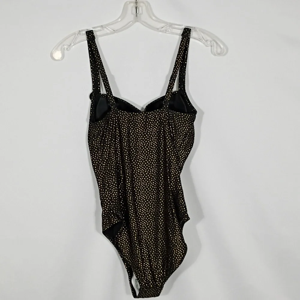 NWT Nip Tuck Swimsuit One Piece Black And Gold Multi Fit Cup Women's Size 4 - Picture 10 of 11